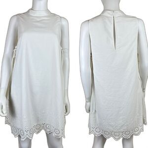 BCBGeneration Women Size M White Cotton Eyelet Mini NEW Shift Dress Party Resort